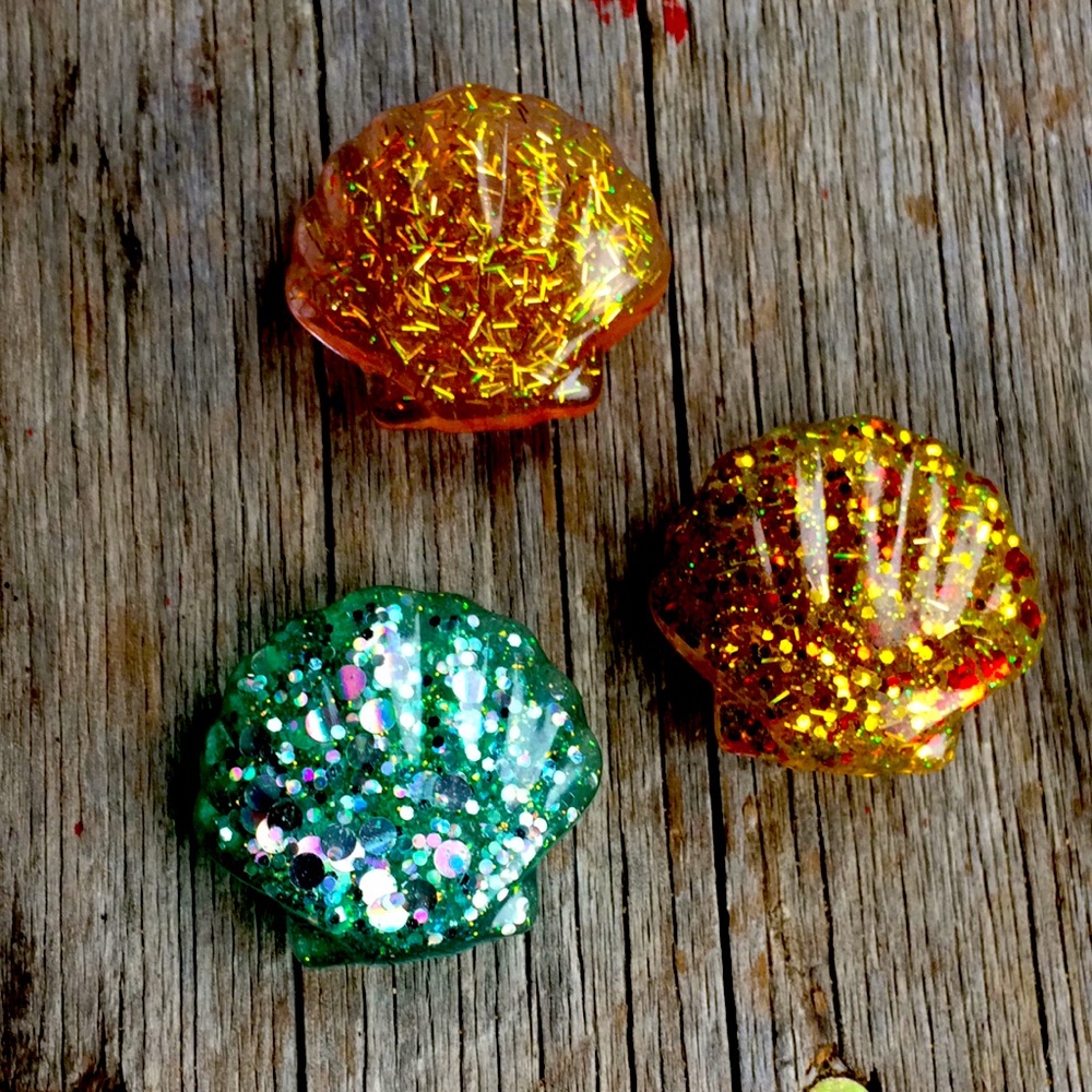 3 seashell resin magnets